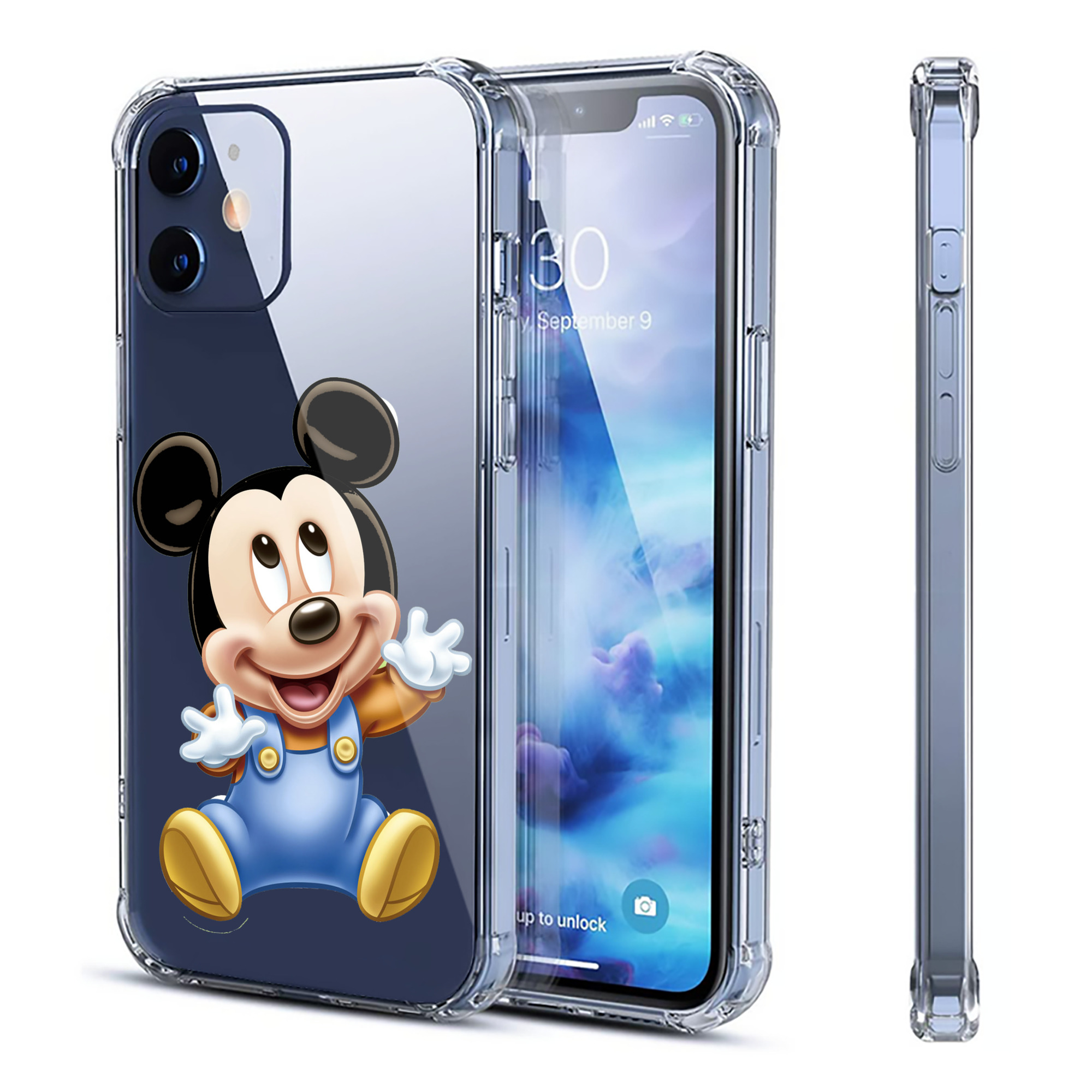 （画像用） ミッキーマウス Mickey Mouse 【iPhone 12シリーズ対応】透明スマホケース（クリアソフトケース）
